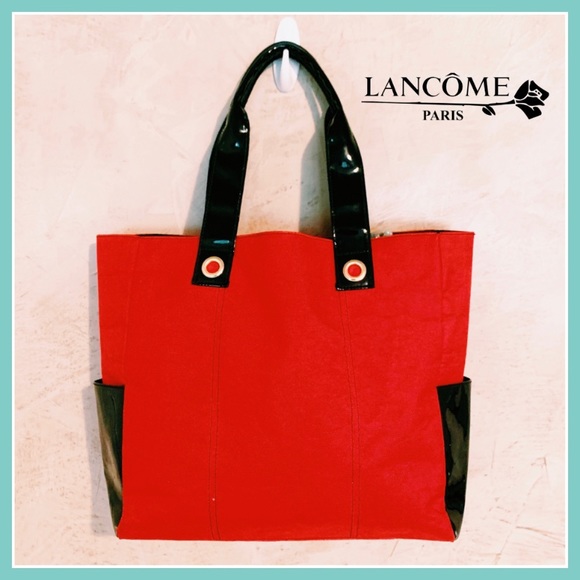 Lancome Handbags - Lancome Red Black Tote Bag Shoulder Purse